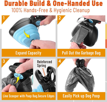 POTOMO Clip-On Pooper Scooper | Hands-Free with Built-in Bag Dispenser